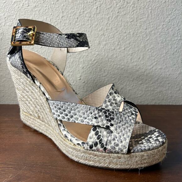 Ted Baker Shoes Platform Wedge Heels Espadrilles Embossed‎ Leather Size 41/US 8 - Picture 11 of 11